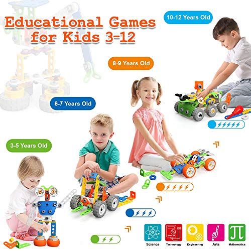175 Pieces STEM Toys Kit Building Toy for Kids Building Blocks Learning Set for Age 4 5 6 7 8 9 10Year Old Boy Girl Best Kids Toy Creative Game Fun Activity Superior Gift for Your Kid from MOONTOY