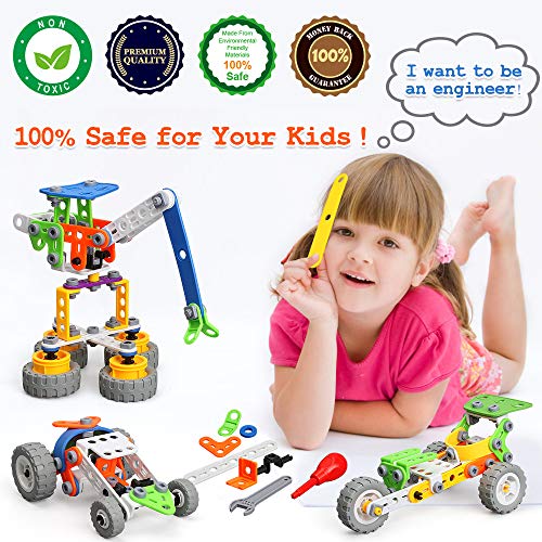 175 Pieces STEM Toys Kit Building Toy for Kids Building Blocks Learning Set for Age 4 5 6 7 8 9 10Year Old Boy Girl Best Kids Toy Creative Game Fun Activity Superior Gift for Your Kid from MOONTOY