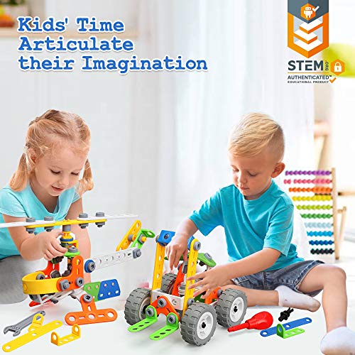 175 Pieces STEM Toys Kit Building Toy for Kids Building Blocks Learning Set for Age 4 5 6 7 8 9 10Year Old Boy Girl Best Kids Toy Creative Game Fun Activity Superior Gift for Your Kid from MOONTOY