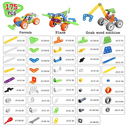 175 Pieces STEM Toys Kit Building Toy for Kids Building Blocks Learning Set for Age 4 5 6 7 8 9 10Year Old Boy Girl Best Kids Toy Creative Game Fun Activity Superior Gift for Your Kid from MOONTOY