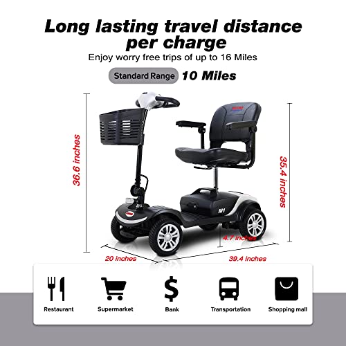 4 Wheel Mobility Scooter for Seniors Compact Heavy Duty Mobile Powered Mobility Scooters Electric Powered Wheelchair Device for Travel Adults Elderly from METRO MOBILITY USA LLC