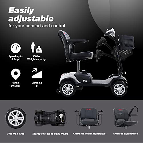 4 Wheel Mobility Scooter for Seniors Compact Heavy Duty Mobile Powered Mobility Scooters Electric Powered Wheelchair Device for Travel Adults Elderly from METRO MOBILITY USA LLC