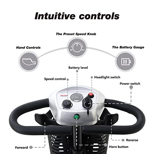 4 Wheel Mobility Scooter for Seniors Compact Heavy Duty Mobile Powered Mobility Scooters Electric Powered Wheelchair Device for Travel Adults Elderly from METRO MOBILITY USA LLC
