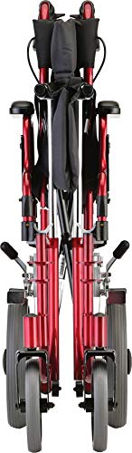 NOVA Heavy Duty Bariatric Transport Chair with 400 lb. Weight Capacity, 22â Extra-Wide Seat with Locking Hand Brakes, Flip Up Arms (for Easy Transfer), Anti-Tippers, 12â Rear Wheels, Color Red by NOVA Medical Products