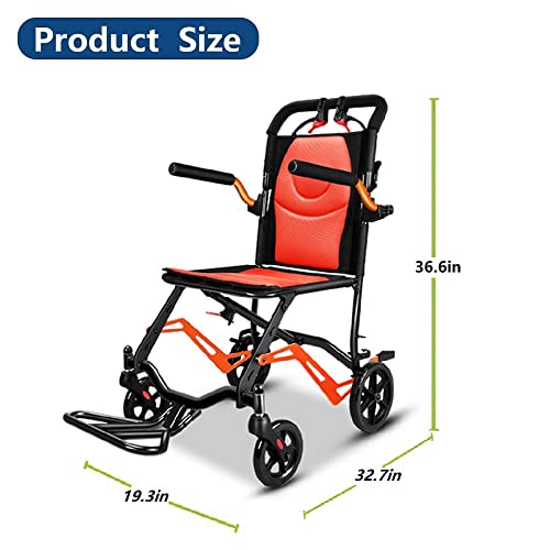 Ultra Light Portable Folding Transport Wheelchair Weight Only 16lbs, Lightweight Transport Travel Chair Support 220Lbs, Aluminum Wheelchair for Adults and Seniors by fukangyiliao
