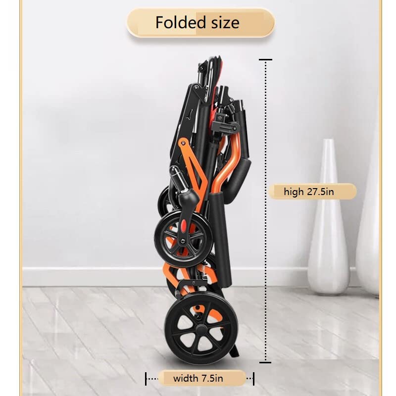 Ultra Light Portable Folding Transport Wheelchair Weight Only 16lbs, Lightweight Transport Travel Chair Support 220Lbs, Aluminum Wheelchair for Adults and Seniors by fukangyiliao