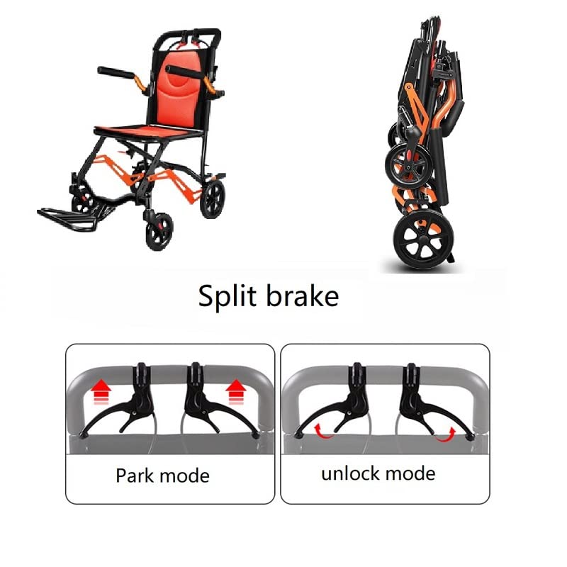 Ultra Light Portable Folding Transport Wheelchair Weight Only 16lbs, Lightweight Transport Travel Chair Support 220Lbs, Aluminum Wheelchair for Adults and Seniors by fukangyiliao
