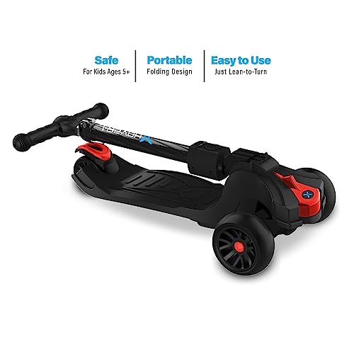 Hover-1 Ziggy Folding Kick Scooter for Kids (5+ Year Old) | Features Lean-to-Turn Axle, Solid PU Tires & Slim-Design, 110 LB Max Load Capacity, Safe, Black by DGL Group