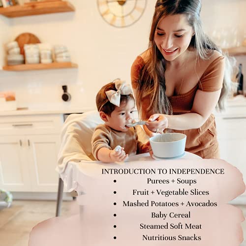 Baby Silicone Feeding Set, Suction Bowl and 2 Training Spoons for Toddler Self-Feeding Training, Baby Feeding Utensils (Sage Green) from 