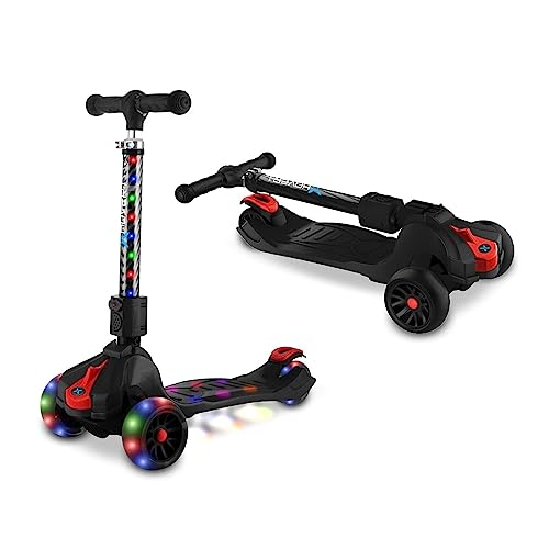 Hover-1 Ziggy Folding Kick Scooter for Kids (5+ Year Old) | Features Lean-to-Turn Axle, Solid PU Tires & Slim-Design, 110 LB Max Load Capacity, Safe, Black by DGL Group