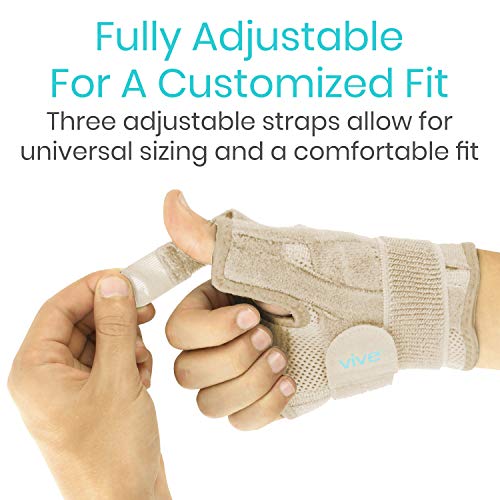 Vive Arthritis Thumb Splint - Spica Support Brace for Right and Left Hand - CMC Osteoarthritis Restriction for Pain, Sprains, Strains, Carpal Tunnel & Trigger Finger - Immobilizer Wrist Strap by Vive Health