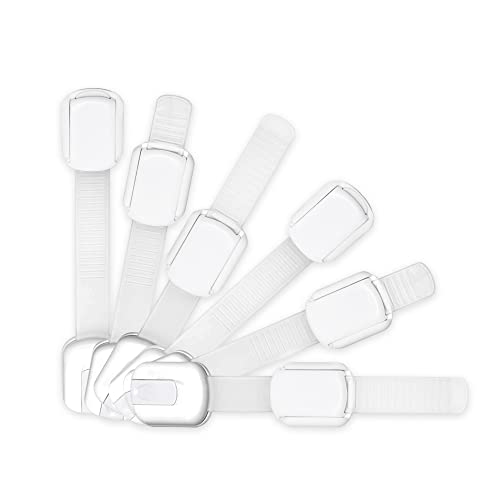 WONDERKID Adjustable, Reusable Child Safety Locks - Latches to Baby Proof Cabinets, Doors & Appliances (White) from WONDERKID