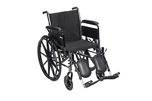 Drive Medical Cruiser III Light Weight Wheelchair with Various Flip Back Arm Styles and Front Rigging Options, Flip Back Removable Full Arms/Elevating Leg Rests, Black, 18 Inch by Drive Medical
