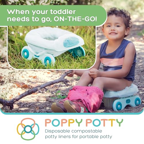 Potty Chair Liners Universal Fit Biodegradable - 60 Count Potty Bags- Fits Most Portable Potties - Bags are 16"x17"- Multi-Pack - Disposable - Soft Touch, Leak-Proof, Compostable - 3xRolls of 20 Each by Logie & Gray