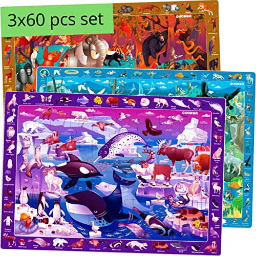 60 Pieces Floor Puzzles for Kids Ages 3-5 â 2 Big Toddler Jigsaw Puzzles 4-8 Years Old by QUOKKA â Search & Find Game for Learning Forest and Polar Animals - Gift Sudoku Toys for Boys Girl 6-8-10 from Adducate Ukraine LLC