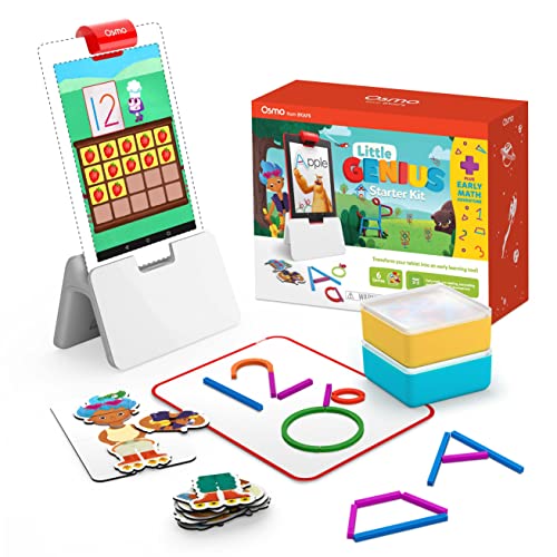 Osmo - Little Genius Starter Kit for Fire Tablet + Early Math Adventure - Valentine Toy/Gift - 6 Educational Games-Counting, Shapes & Phonics-STEM Gifts-Ages 3 4 5(Osmo Fire Tablet Base Included) by Osmo