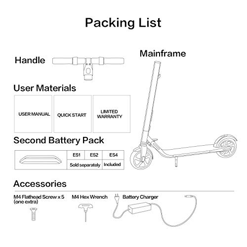 Segway Ninebot ES2 Electric Kick Scooter, Lightweight and Foldable, Upgraded Motor Power, Dark Grey from Segway-Ninebot