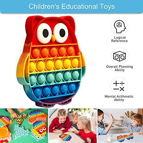 AIZIXIN Pop Bubble Fidget Sensory Toys, Squeeze Sensory Toys, Novelty Gifts for Boys and Girls, Stress Relief and Anti-Anxiety Tools for Kids and Adults (Owl,Rainbow) from AIZIXIN