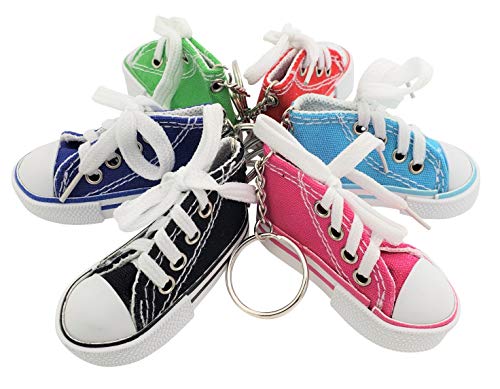 Pink 1 Pack - Miniature Sneaker Shoes Keychains (3") 6 Colors: Pink, Light Blue, Green, Red, Blue, Black. Backpacks, Key Chains, Great Party Favor Novelty Toy. Shoes for Dolls. (Pink) from Zugar Land