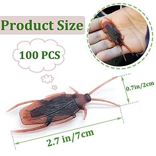 Pynqdfu 100 Pcs Plastic Fake Roaches,Prank Fake Cockroaches Scary Insects Realistic Bugs,Novelty Cockroach Toys for Halloween,Party by Pynqdfu
