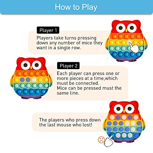 AIZIXIN Pop Bubble Fidget Sensory Toys, Squeeze Sensory Toys, Novelty Gifts for Boys and Girls, Stress Relief and Anti-Anxiety Tools for Kids and Adults (Owl,Rainbow) from AIZIXIN