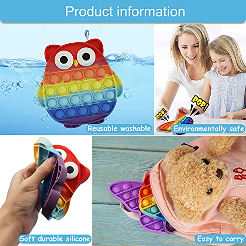 AIZIXIN Pop Bubble Fidget Sensory Toys, Squeeze Sensory Toys, Novelty Gifts for Boys and Girls, Stress Relief and Anti-Anxiety Tools for Kids and Adults (Owl,Rainbow) from AIZIXIN
