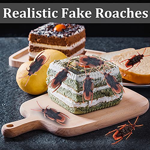 Pynqdfu 100 Pcs Plastic Fake Roaches,Prank Fake Cockroaches Scary Insects Realistic Bugs,Novelty Cockroach Toys for Halloween,Party by Pynqdfu