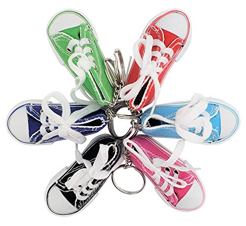 Pink 1 Pack - Miniature Sneaker Shoes Keychains (3") 6 Colors: Pink, Light Blue, Green, Red, Blue, Black. Backpacks, Key Chains, Great Party Favor Novelty Toy. Shoes for Dolls. (Pink) from Zugar Land