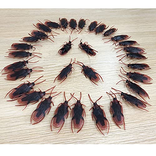 Pynqdfu 100 Pcs Plastic Fake Roaches,Prank Fake Cockroaches Scary Insects Realistic Bugs,Novelty Cockroach Toys for Halloween,Party by Pynqdfu