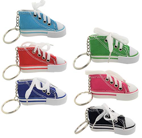 Pink 1 Pack - Miniature Sneaker Shoes Keychains (3") 6 Colors: Pink, Light Blue, Green, Red, Blue, Black. Backpacks, Key Chains, Great Party Favor Novelty Toy. Shoes for Dolls. (Pink) from Zugar Land