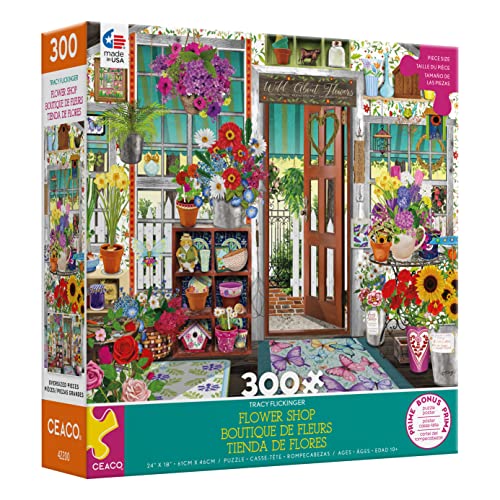 Ceaco - Tracy Flickinger - Flower Shop - Oversized 300 Piece Jigsaw Puzzle by CEACO
