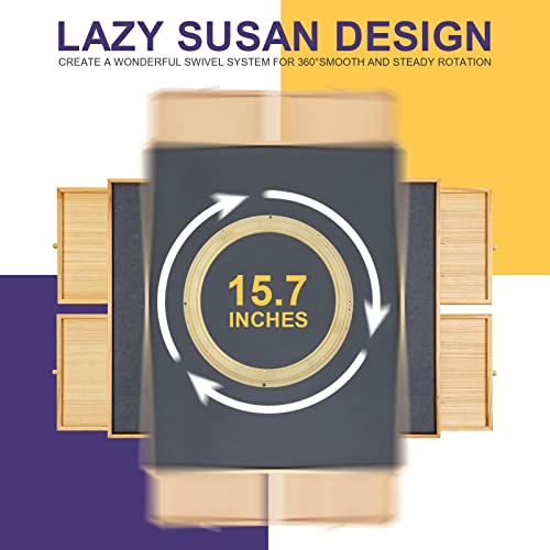 1500 Piece Rotating Jigsaw Felt Puzzle Board with 4 Drawers & Cover, 34.2â X 26" Wooden Felt Puzzle Table, Spining Lazy Susan Design for Adults and Kids Portable Board from TEAKMAMA