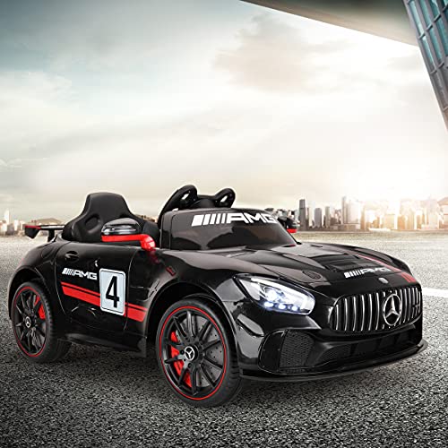 TOBBI Electric Car for Kids, 12V Licensed Mercedes Benz AMG GT Ride On Toy with Parental Remote Control, 2 Speed Kidsâ Electric Vehicle with Double Opening Doors/Music/LED Lights -Carbon Black by TOBBI