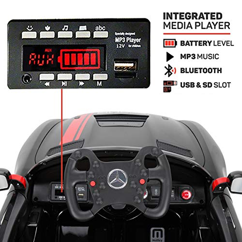 TOBBI Electric Car for Kids, 12V Licensed Mercedes Benz AMG GT Ride On Toy with Parental Remote Control, 2 Speed Kidsâ Electric Vehicle with Double Opening Doors/Music/LED Lights -Carbon Black by TOBBI