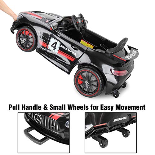 TOBBI Electric Car for Kids, 12V Licensed Mercedes Benz AMG GT Ride On Toy with Parental Remote Control, 2 Speed Kidsâ Electric Vehicle with Double Opening Doors/Music/LED Lights -Carbon Black by TOBBI