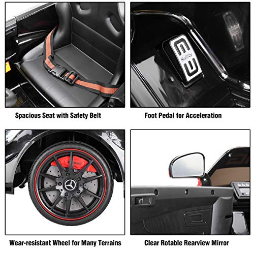 TOBBI Electric Car for Kids, 12V Licensed Mercedes Benz AMG GT Ride On Toy with Parental Remote Control, 2 Speed Kidsâ Electric Vehicle with Double Opening Doors/Music/LED Lights -Carbon Black by TOBBI