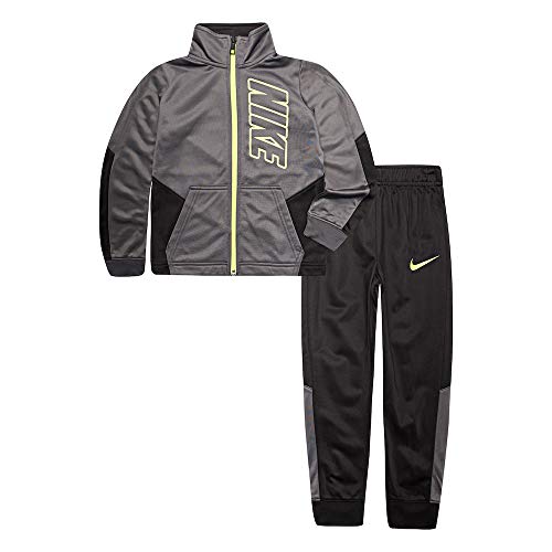 Nike Boy's Color Block Full Zip Hoodie and Jogger Pants Two-Piece Track Set (Little Kids) Black 6 Little Kids by Nike