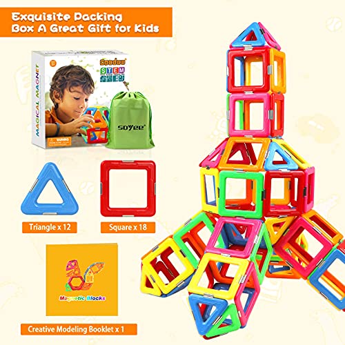 Upgraded Magnetic Blocks Tough Building Tiles STEM Toys for 3+ Year Old Boys and Girls Learning by Playing Games for Toddlers Kids Toys Compatible with Major Brands Building Blocks - Starter Set by Coodoo