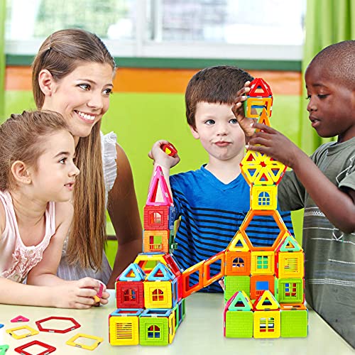 Upgraded Magnetic Blocks Tough Building Tiles STEM Toys for 3+ Year Old Boys and Girls Learning by Playing Games for Toddlers Kids Toys Compatible with Major Brands Building Blocks - Starter Set by Coodoo