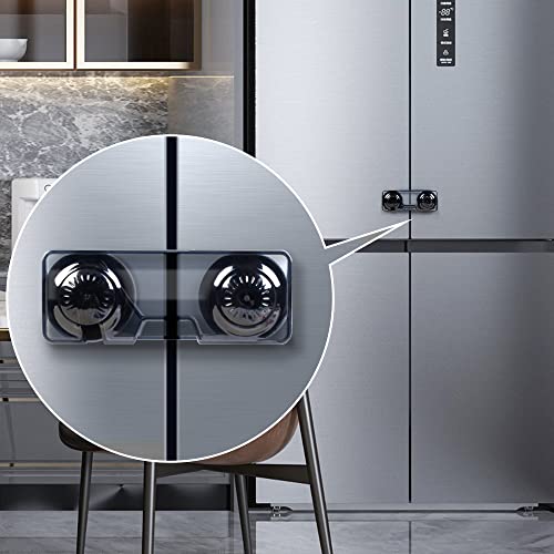 EUDEMON 2 Pack Childproof Refrigerator Lock, Baby Safety French Fridge Door Lock, Freezer Lock, Invisible Cabinet Cupboard Lock for Toddlers, Easy to Install, no Tools Need or Drill (Clear-Black) from Ningbo Eudemon Child Protective Equipment Co., Ltd.