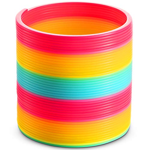 Jumbo Rainbow Coil Spring Toy - 6 Inch Giant Magic Spring Toys for Kids, A Huge Classic Novelty Toy for Boys and Girls, Colorful Neon Plastic Prizes, Gifts, Birthdays and Favors from Bedwina