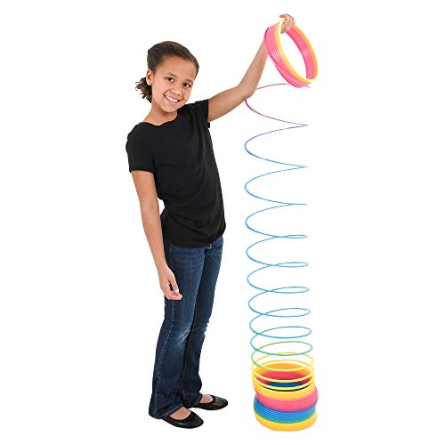 Jumbo Rainbow Coil Spring Toy - 6 Inch Giant Magic Spring Toys for Kids, A Huge Classic Novelty Toy for Boys and Girls, Colorful Neon Plastic Prizes, Gifts, Birthdays and Favors from Bedwina
