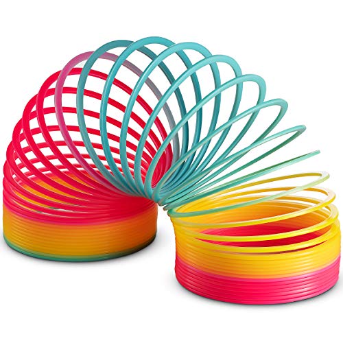 Jumbo Rainbow Coil Spring Toy - 6 Inch Giant Magic Spring Toys for Kids, A Huge Classic Novelty Toy for Boys and Girls, Colorful Neon Plastic Prizes, Gifts, Birthdays and Favors from Bedwina