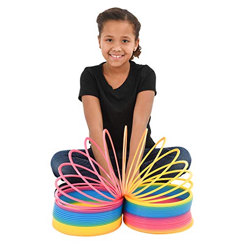 Jumbo Rainbow Coil Spring Toy - 6 Inch Giant Magic Spring Toys for Kids, A Huge Classic Novelty Toy for Boys and Girls, Colorful Neon Plastic Prizes, Gifts, Birthdays and Favors from Bedwina
