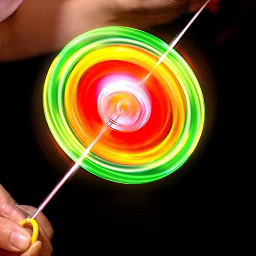 1PC Flywheel Spinning Toy, Spinner Fidget Light Rainbow Lightshow Orbital Kids Flash Novelty Toys, Pull Line Flashing Glow in The Dark Wheel (Random Color) from Gneric