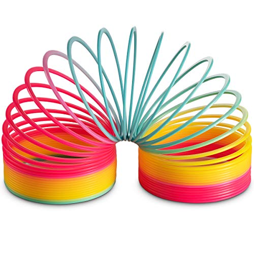 Jumbo Rainbow Coil Spring Toy - 6 Inch Giant Magic Spring Toys for Kids, A Huge Classic Novelty Toy for Boys and Girls, Colorful Neon Plastic Prizes, Gifts, Birthdays and Favors from Bedwina