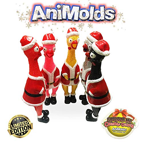 Flash Sales ANIMOLDS Squeeze Me Christmas Chicken- Hilarious Screaming Rubber Chicken Toy for Kids Novelty Squeaky Toy | The Perfect Stocking Stuffers for Kids and Adults! (Random Color) from Flash Sales
