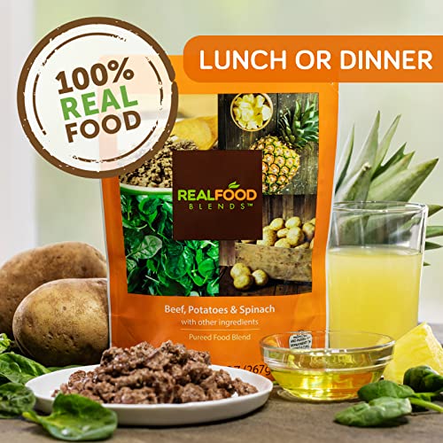 Real Food Blends Beef, Potatoes & Spinach Pureed Blended Meal for Feeding Tubes, 9.4 oz Pouch (Pack of 12 Pouches) from Real Food Blends