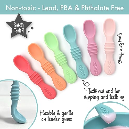 PrimaStella Silicone Rainbow Chew Spoon Set for Babies and Toddlers | Safety Tested | BPA Free | Microwave, Dishwasher and Freezer Safe from Ellagrey