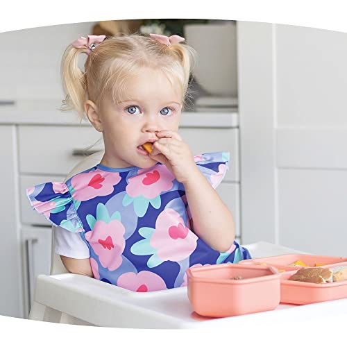 Tiny Twinkle Mess-Proof Apron Bib - Baby & Toddler Waterproof Smock with Tug-Proof Closure (Floral Blue, Large 2-4 Years) by Tiny Twinkle